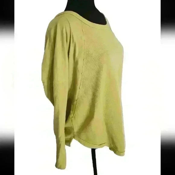 Soft Surroundings Womens Lime Green Waffle Knit Long Sleeve Tee M - Picture 3 of 15